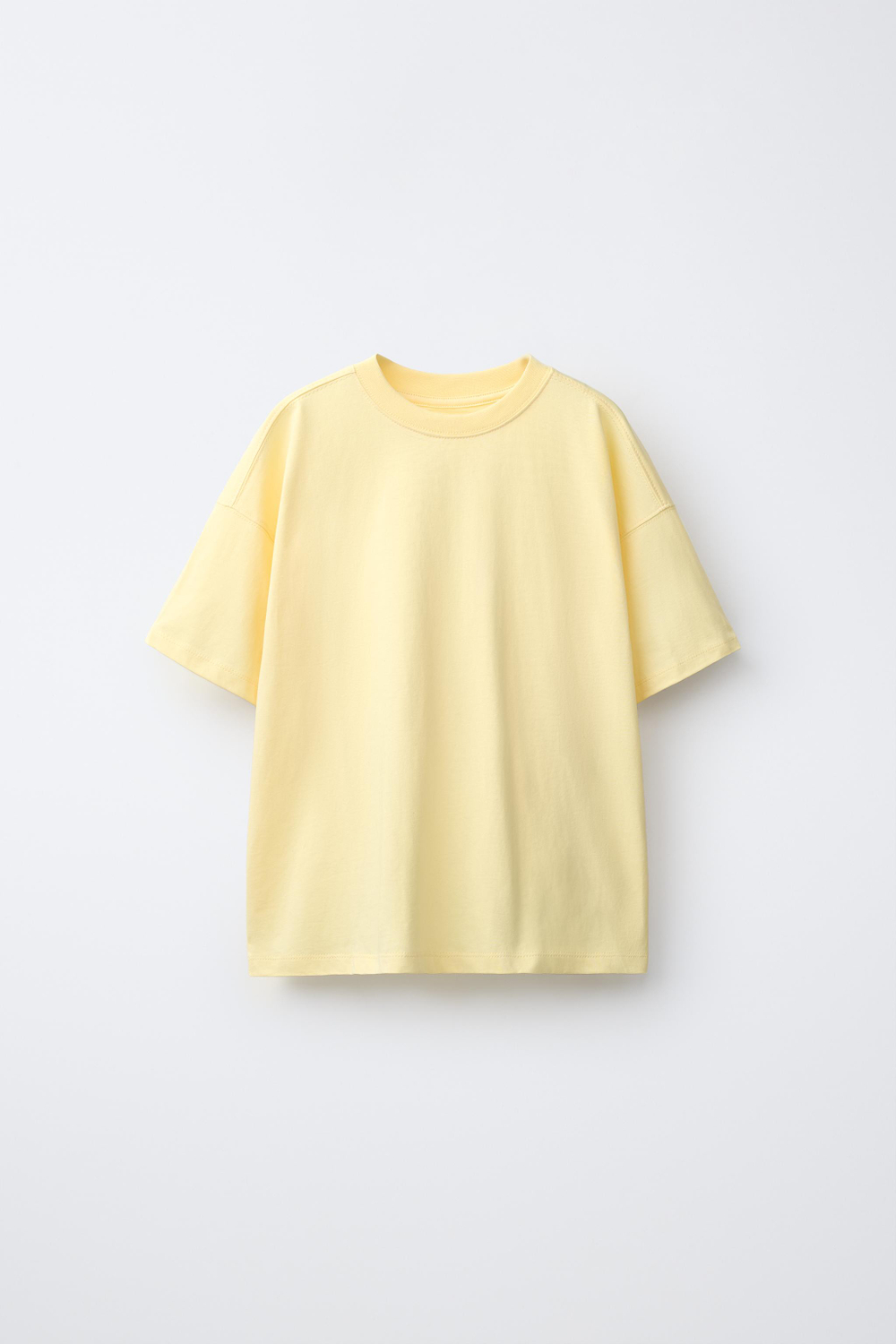 ZARA БАЗОВАЯ ОДНОТОННАЯ ФУТБОЛКА, МЯГКИЙ ЖЕЛТЫЙ