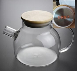 289005 Чайник "Бочонок" комбин.крышка 600мл, стекло/бамбук/металл