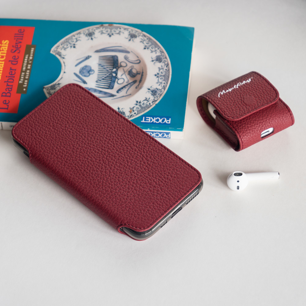 Чехол для наушников Petit из кожи теленка, вишневого цвета