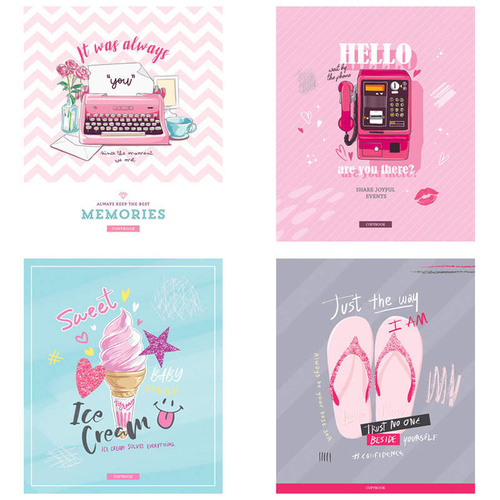 Тетрадь 96л., А5, клетка на гребне ArtSpace "Стиль. Girl's notes", ТВИН-лак