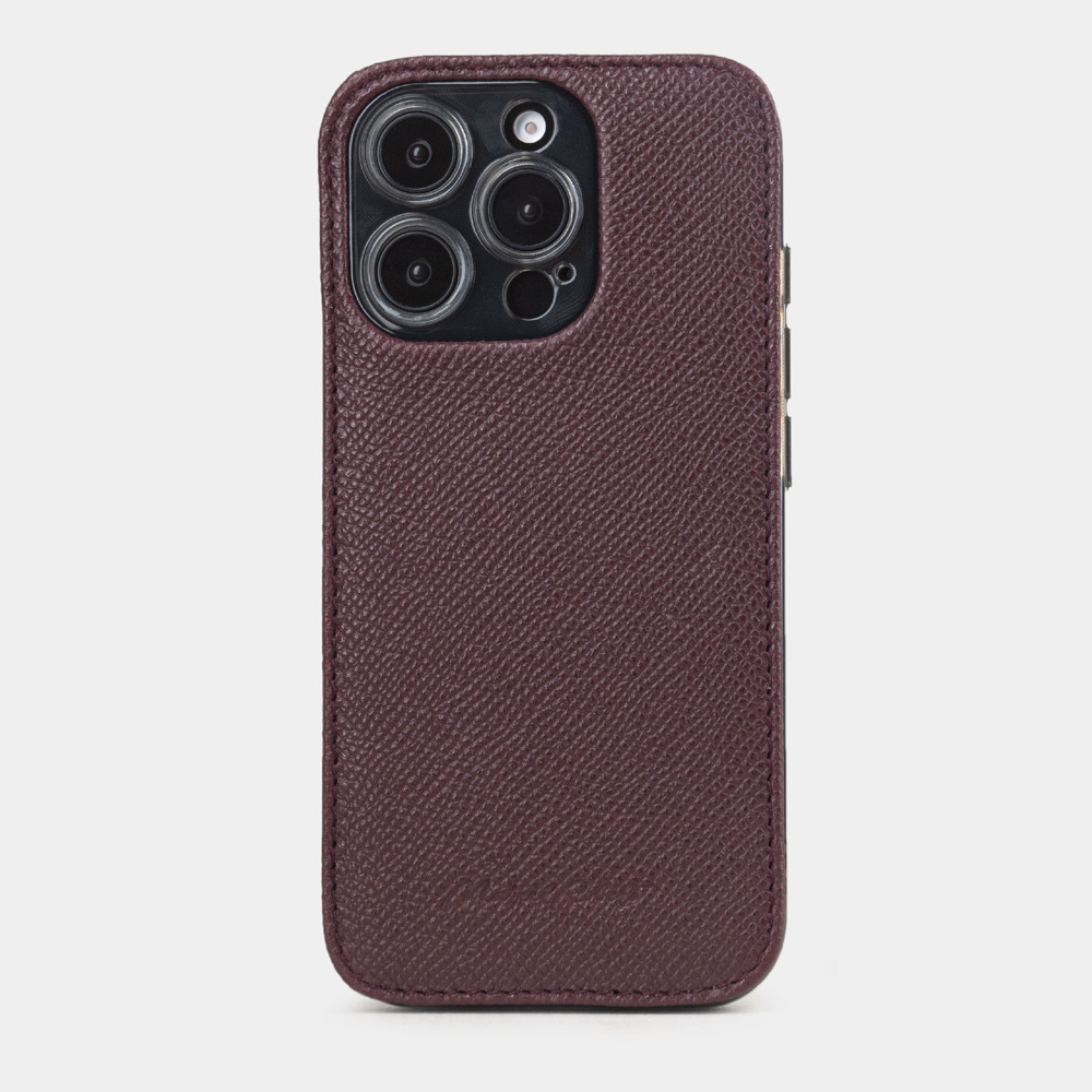 Чехол для iPhone 16 Pro из кожи сафьяно, бордового цвета