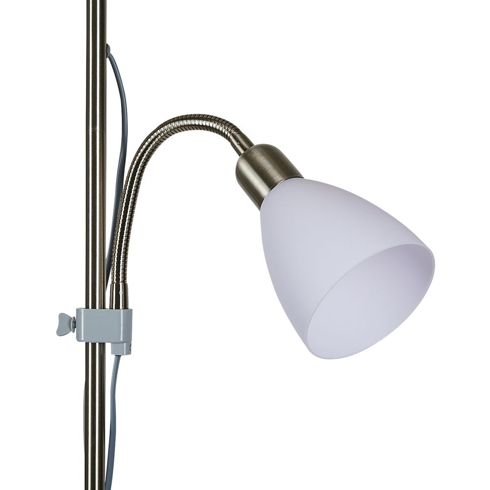 UML-T520 E27+E14 SILVER-WHITE Торшер напольный под лампу Е27 и Е14. 2х60W. Серебристый-Белый. ТМ Uniel