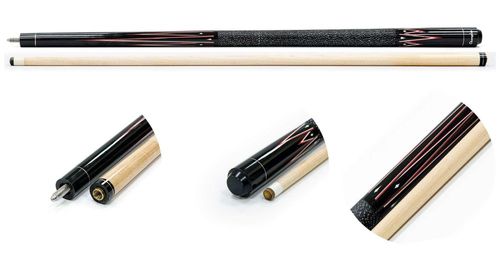 Кий для пула 2-pc "Classic Champion A-2" (черно-красный) с оплеткой ирландский лен