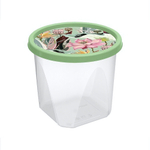 Контейнер для продуктов круглый 0,6л с декором (зеленый)