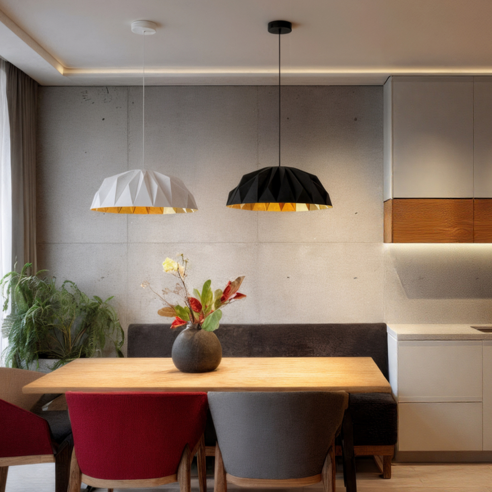 Светильник подвесной ORIGAMI, 20 Вт, 3000К, ?560x1500 мм, металл+акрил, белый + матовое золото