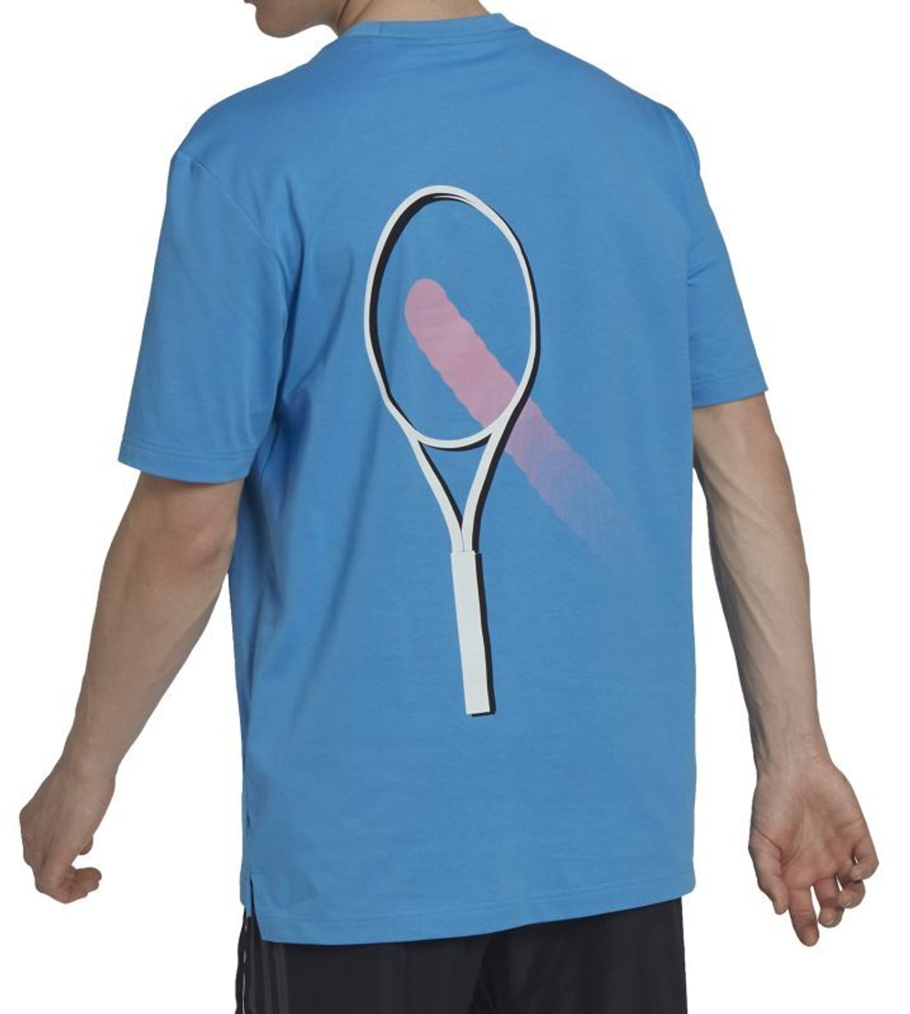 Мужская теннисная футболка Adidas Clubhouse Racquet теннис T-shirt - pulse blue