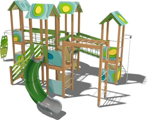 Детский городок Суздаль (стойки дуб, паттерн Papercut)