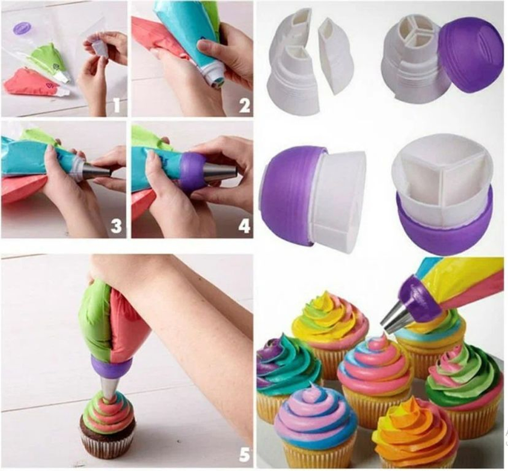 Переходник для кондитерских мешков на три цвета