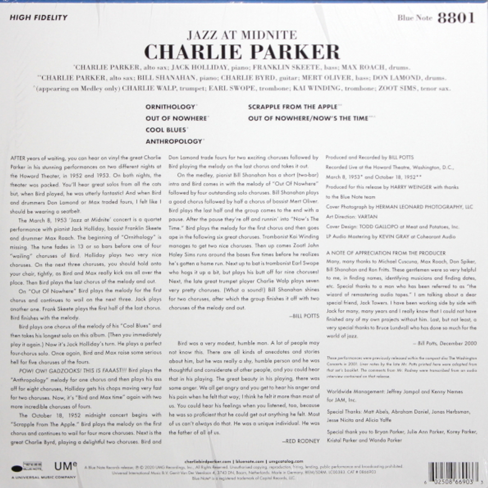 Charlie Parker / Jazz At Midnight (Coloured Vinyl)(LP)
