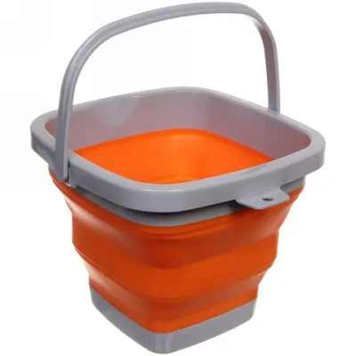 Ведро складное квадратное 5л 24х20см оранжевое