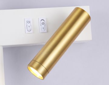 Настенный светодиодный светильник с выключателем на корпусе 7W+5W 4200K FL5207/2 SWH/GD белый песок/золото Comfort LineTech Ambrella