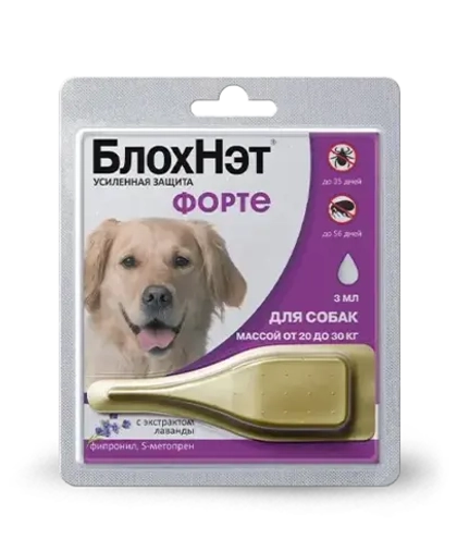 БЛОХНЭТ ФОРТЕ Капли от блох и клещей для собак массой 20-30 кг