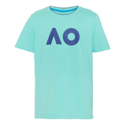 Мужское теннисное поло Australian Open AO Stack Print Core Logo T-Shirt Men - Mint, Dark Blue