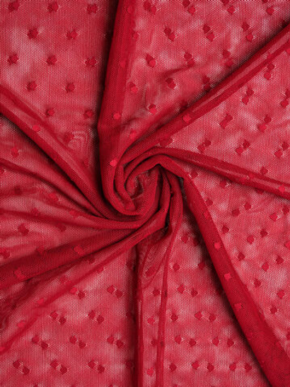 Сетка эластичная бордовая в горошек 5 мм метражом