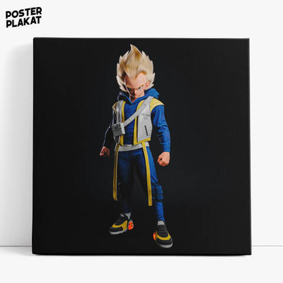 Картина для интерьера Сон Гоку / Какаротто на холсте, аниме персонаж вселенной Жемчуг дракона, холст с печатью на подрамнике, на стену, Постер Плакат