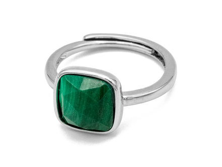 Кольцо квадратное "Малахит" 10,5мм (уценка)