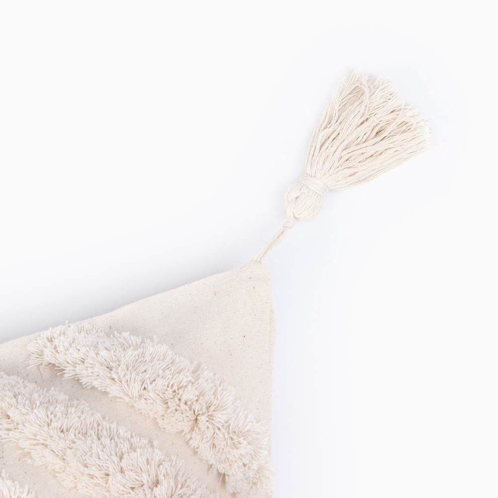 Наволочка декоративная  бохо 45*45 см, молочный, 100% хлопок