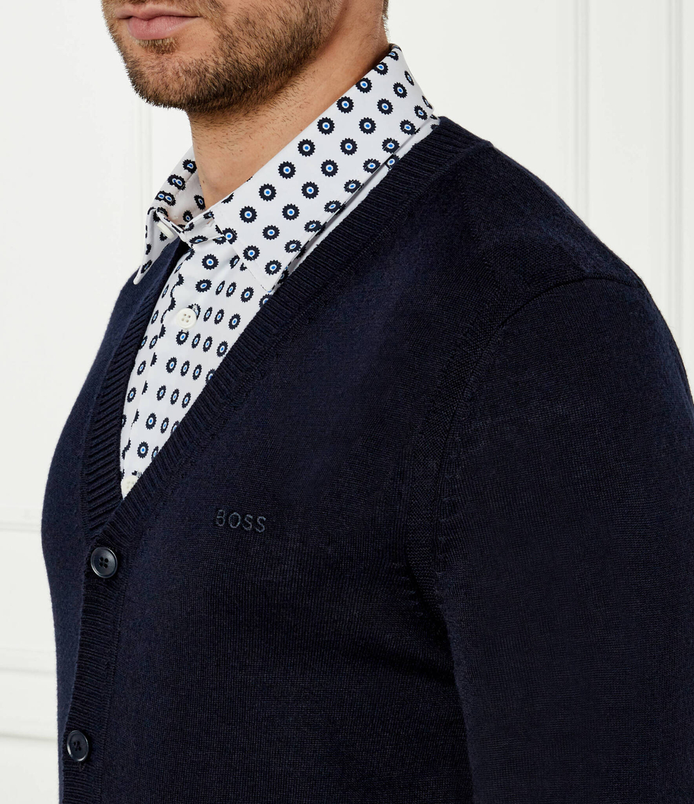 Шерстяной кардиган Avac_CD BOSS ORANGE - темно-синий(50523574)