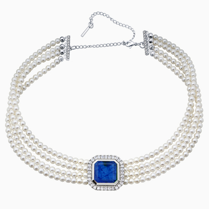 Колье - чокер из серебра с сапфировым кварцем и цирконами