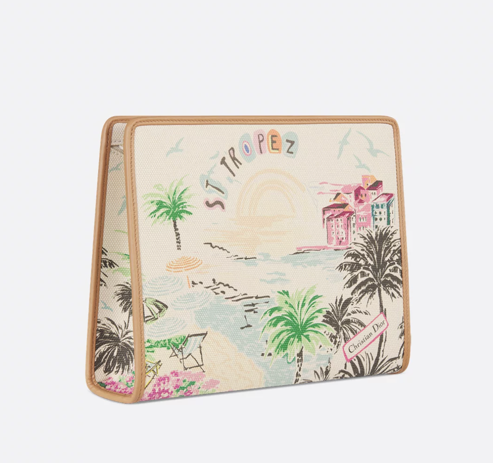 Клатч Dior 30 Montaigne Dea из коллекции Saint-Tropez Souvenir, мультиколор жаккард