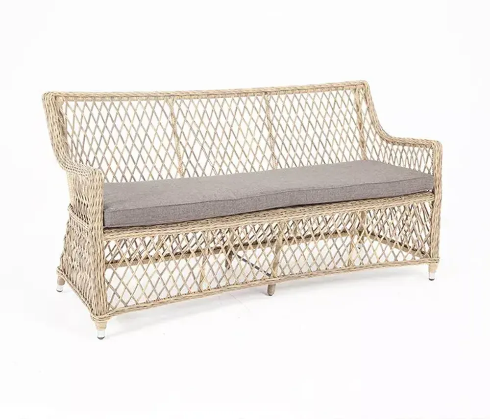 "Латте" диван двухместный из искусственного ротанга, цвет соломенный