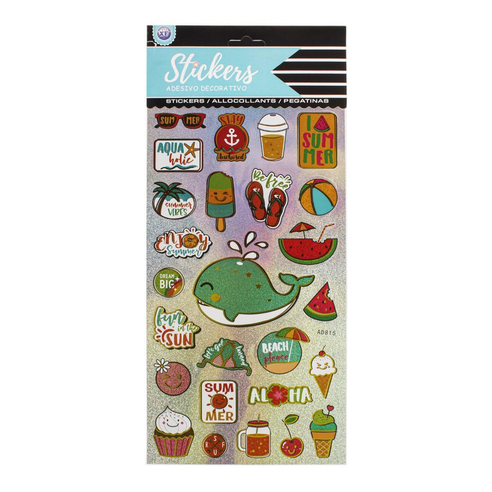 Наклейки с голографическим эффектом "Summer" 30*15см.