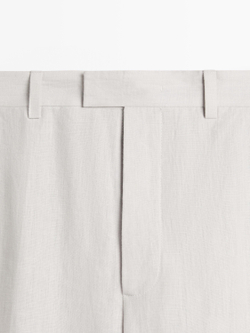 Massimo Dutti Льняные брюки Barrel приталенного кроя, ледяной