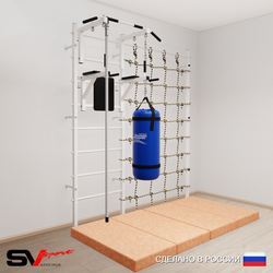 Шведская стенка Sv Sport 57050 (Турник стандарт/Брусья/Канат/Цепь/Мешок 15кг/Мат 2м/Канатный лаз)