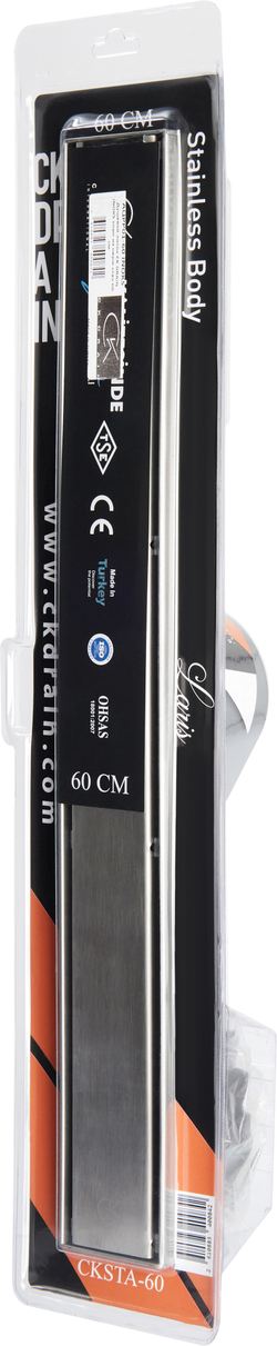 Душевой лоток CK DRAIN AQPP01-60 Inoks 60 см, из нержавеющей стали, решетка щелевая/под плитку