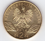 2 злотых Польский коник (животный мир) 2014 год, Польша.