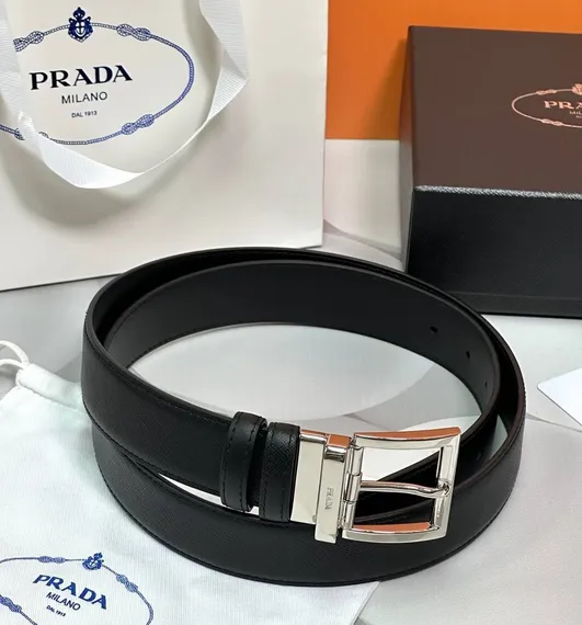 Двухсторонний ремень Prada, чёрный