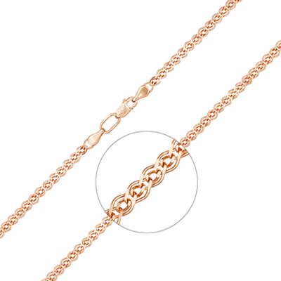 Браслет из красного золота с алмазной гранью (плетение «Нонна»)