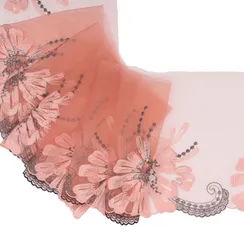 Вышивка на сетке коралл (правая) 17 см