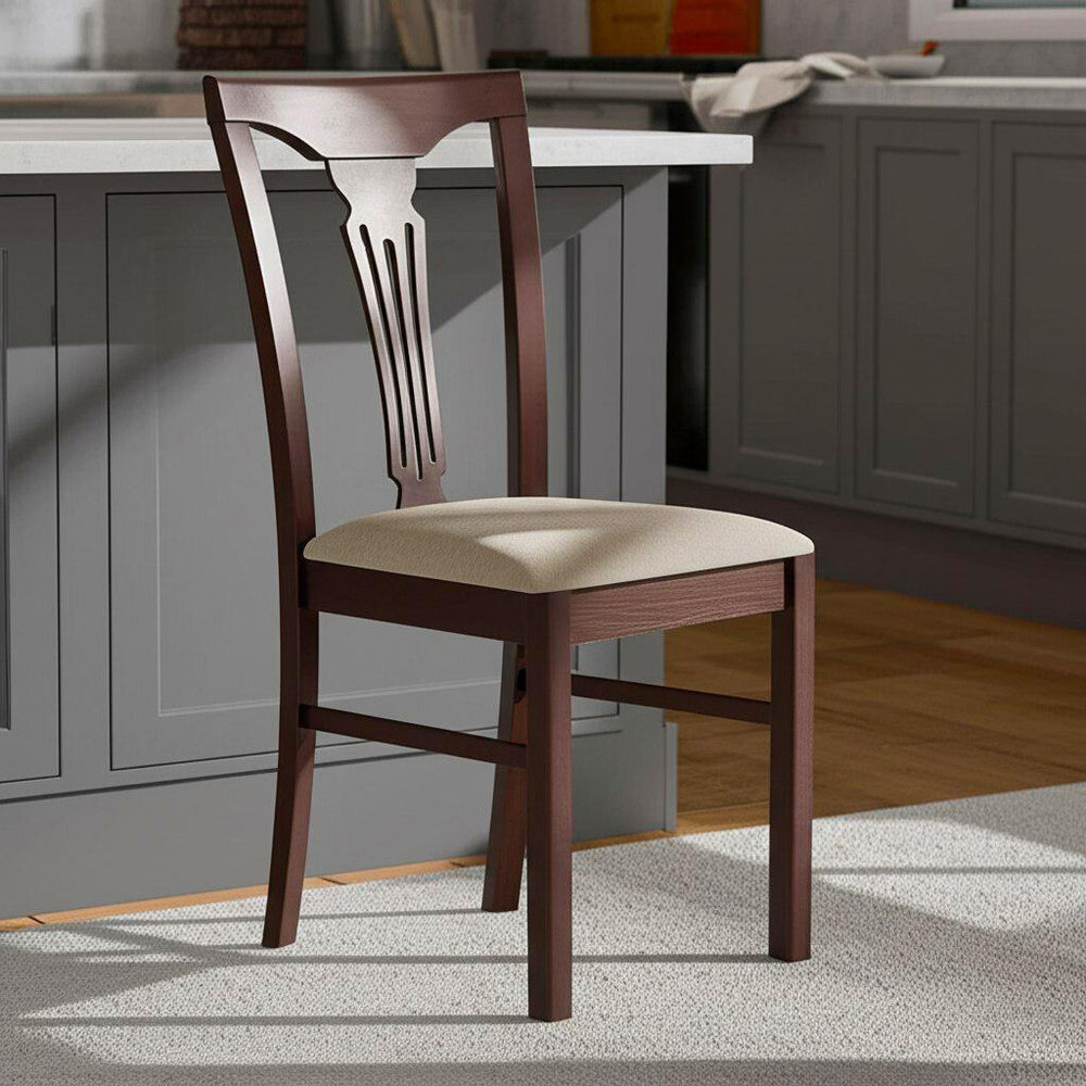 Стул - Гермес/ Hermes дерево гевея, 43х49х94см, Cappuchino , ткань бежевая (S178-4)