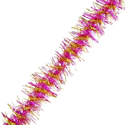 Мишура «Огонёк» 2 м 9 см, Фуксия/Золото