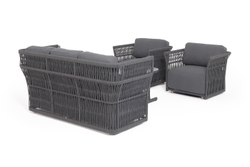 "Лугано" лаунж-зона 5-местная плетеная из роупа (веревки), каркас алюминиевый темно-серый, роуп темно-серый