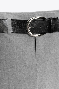 ZARA БРЮКИ СУЖЕННЫЕ С ПОЯСОМ, СЕРЫЙ