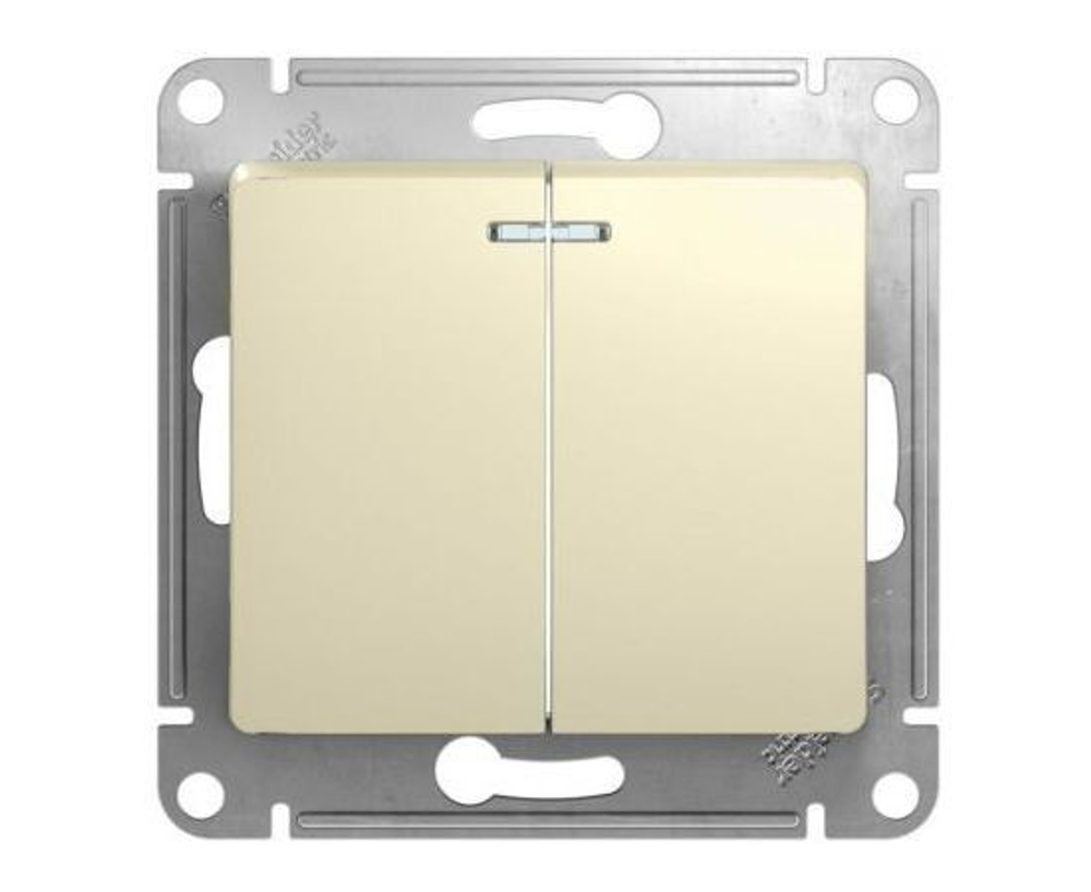 Выключатель 2-кл. СП Glossa 10А IP20 (сх. 5а) 10AX с подсветкой механизм бежевый GSL000253 Schneider Electric