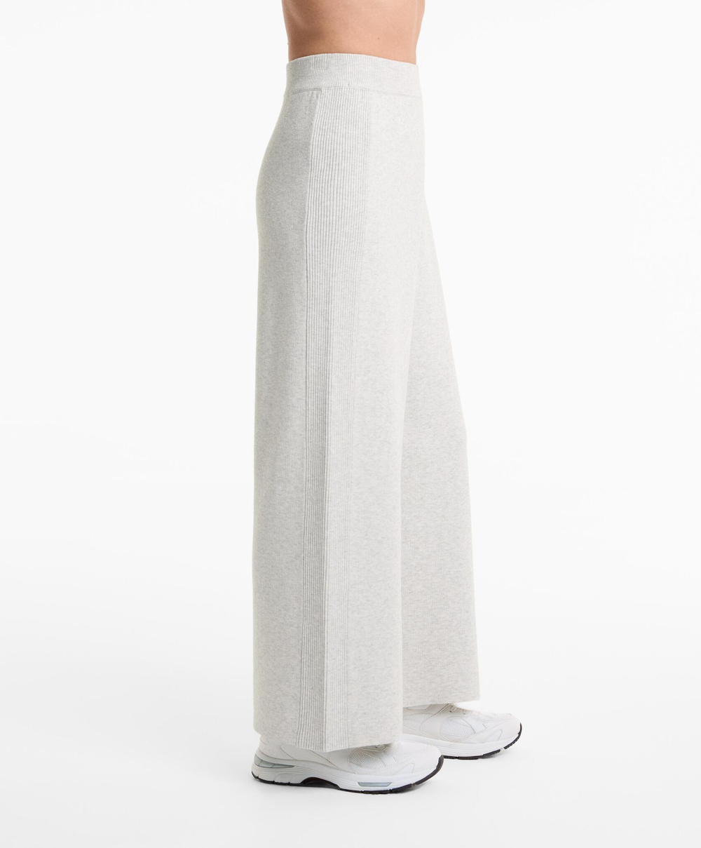 OYSHO Прямые брюки с резинкой по бокам, серый меланж