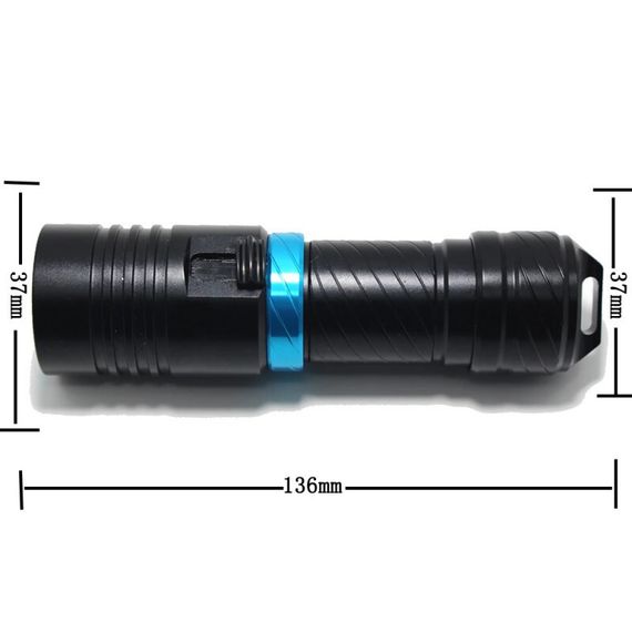 Фонарь подводный универсальный N01 CREE XM-L L2 2000 lm теплый свет черный