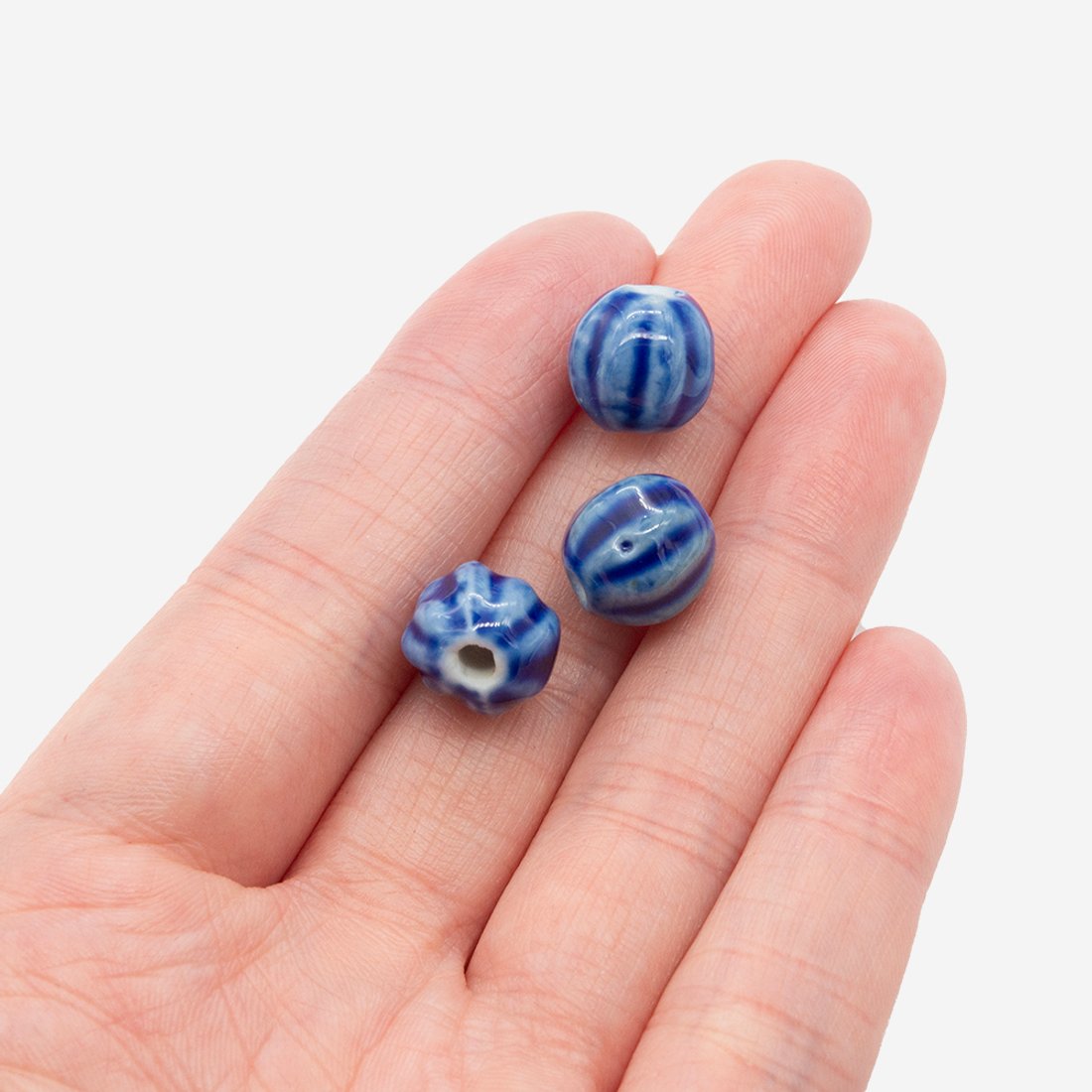 Бусина в форме "Бутон", 10,5мм, синяя, глазурированный фарфор