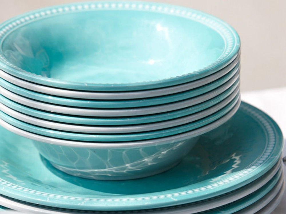 Небьющиеся глубокие тарелки Harmony, бирюзовые (10265977)