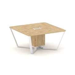 Steel Meet Стол переговорный квадратный KDK-PR.B.SP-08 Тиквуд Светлый/Металл Белый 1600*1600*750