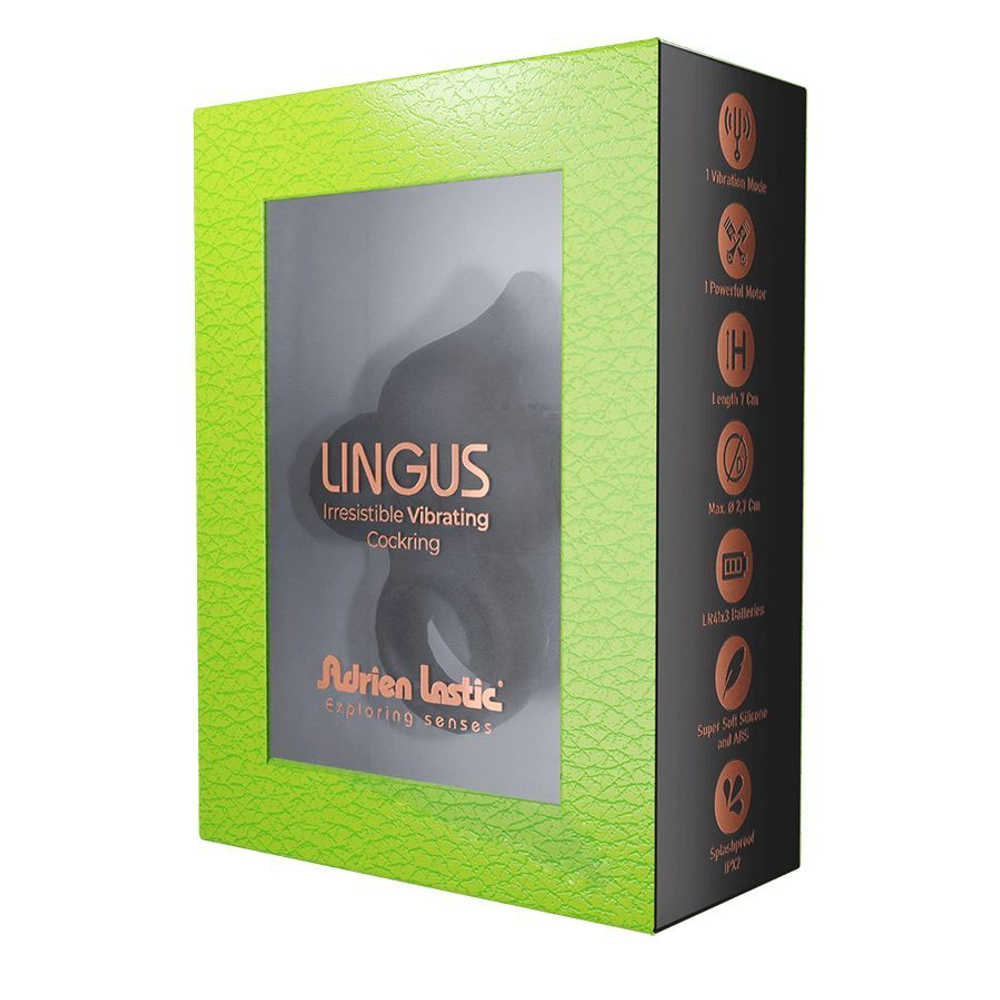 Черное эрекционное кольцо Lingus с вибрацией