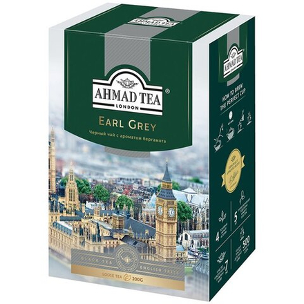 Чай Ahmad Tea Earl Grey черный листовой с бергамотом, 200 гр