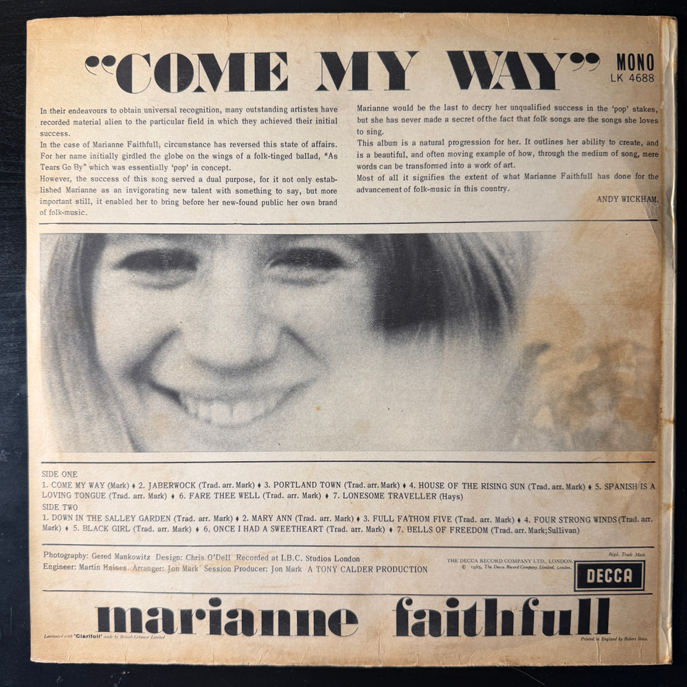 Marianne Faithfull ‎– Come My Way (Англия 1965г.) Т