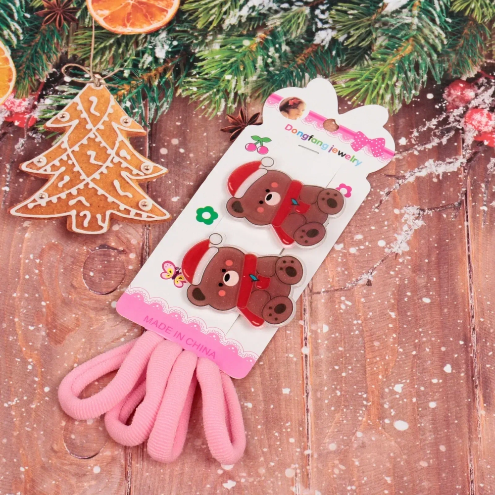 Аксессуары для волос детские 6шт «БИСКВИТ», Мишка,14*6см