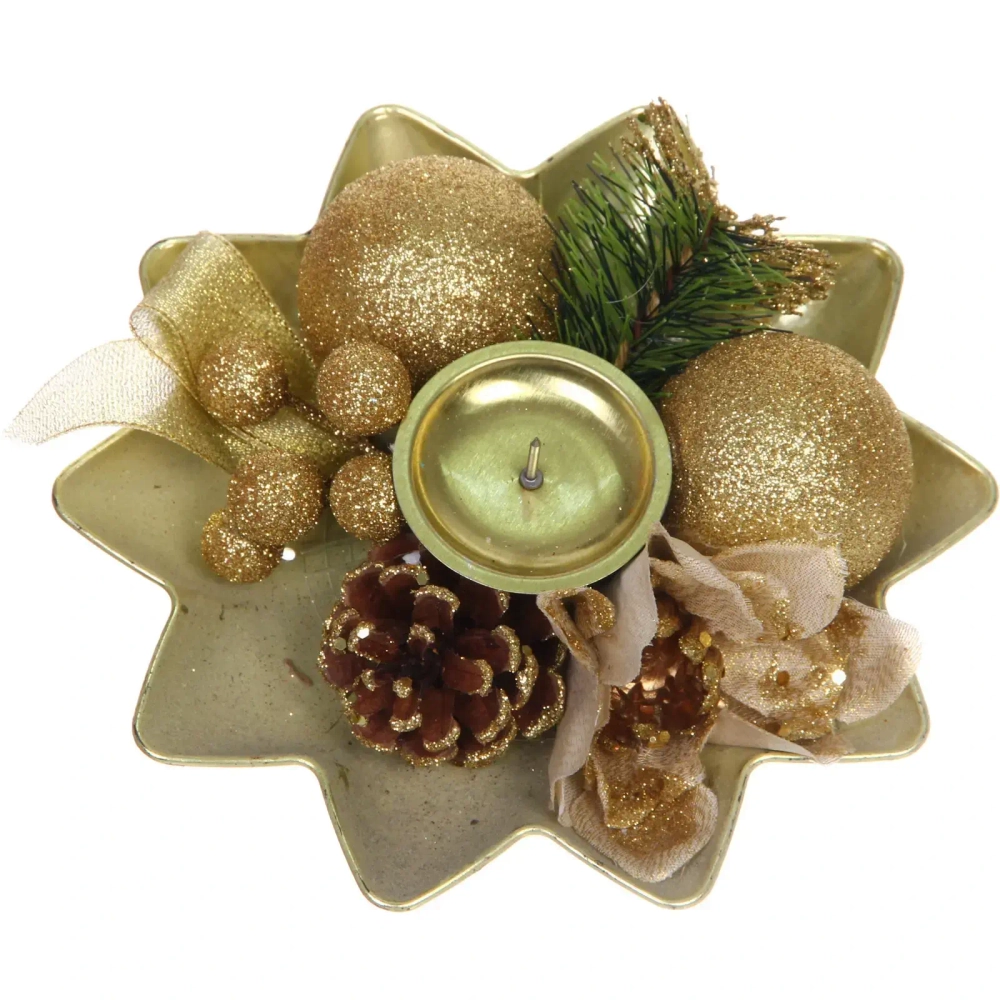 Подсвечник новогодний «Изящный вечер» 20 см, Золото