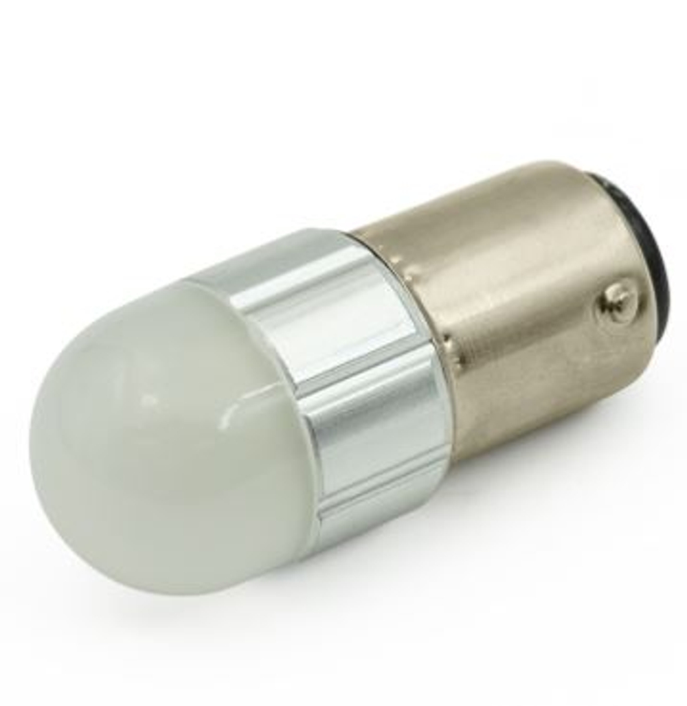 Светодиод 12V T25\5  ШАР 1157 белый MT 0,6W FLASH (Строб) (2конт) Шар матов-Хром обод S0058-2W-12