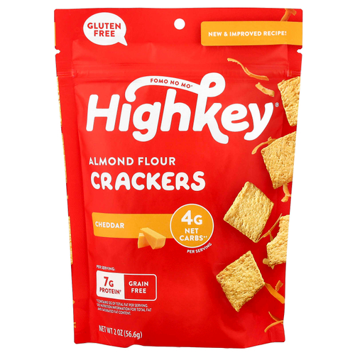 HighKey, Крекеры из миндальной муки, чеддер, 56,6 г (2 унции)
